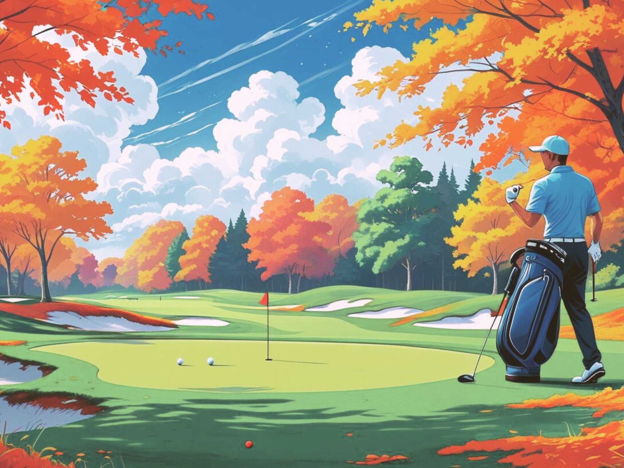 Golfer on autumn course